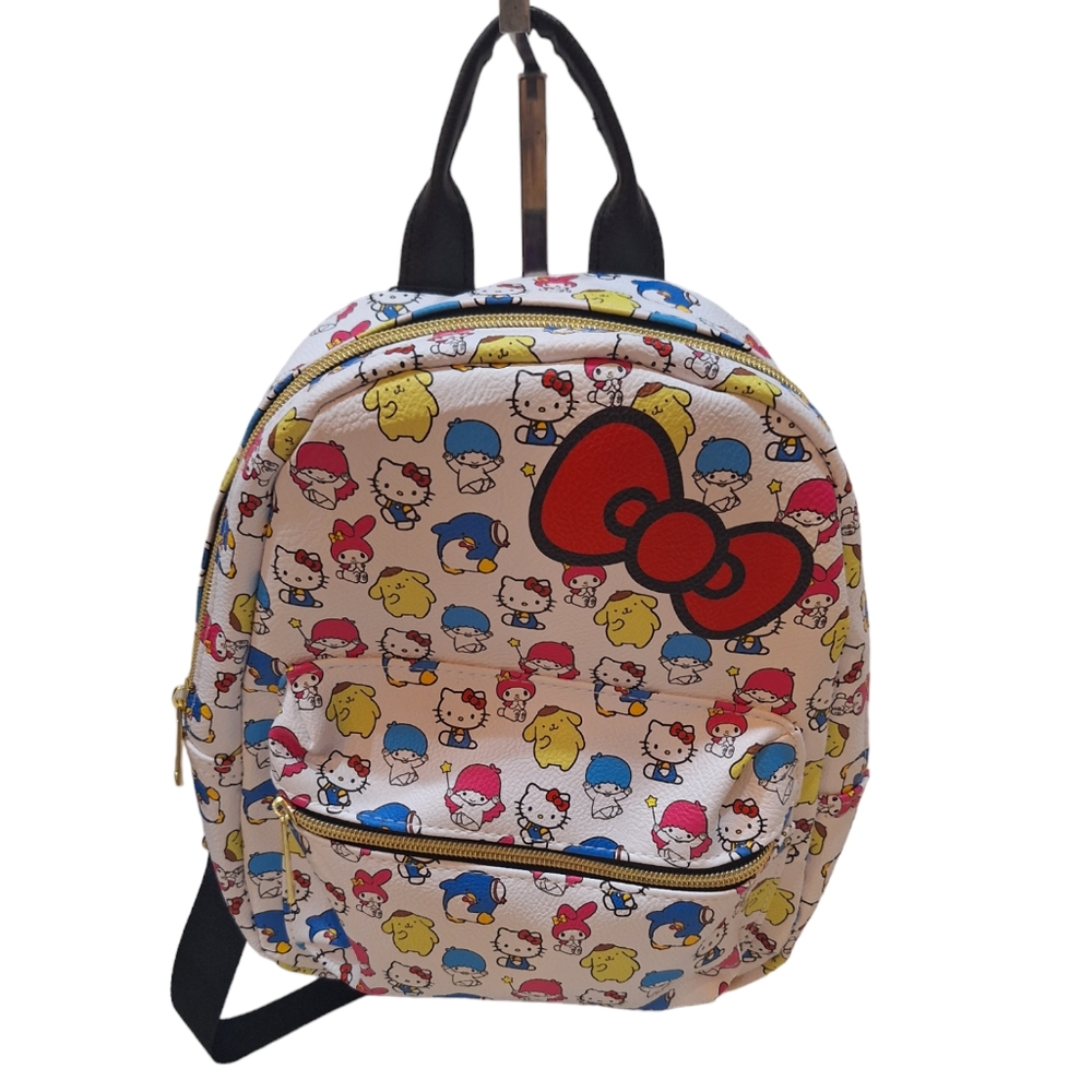 Sanrio Hello and Friends 10" Mini Backpack Multicolor Front Pocket NEW